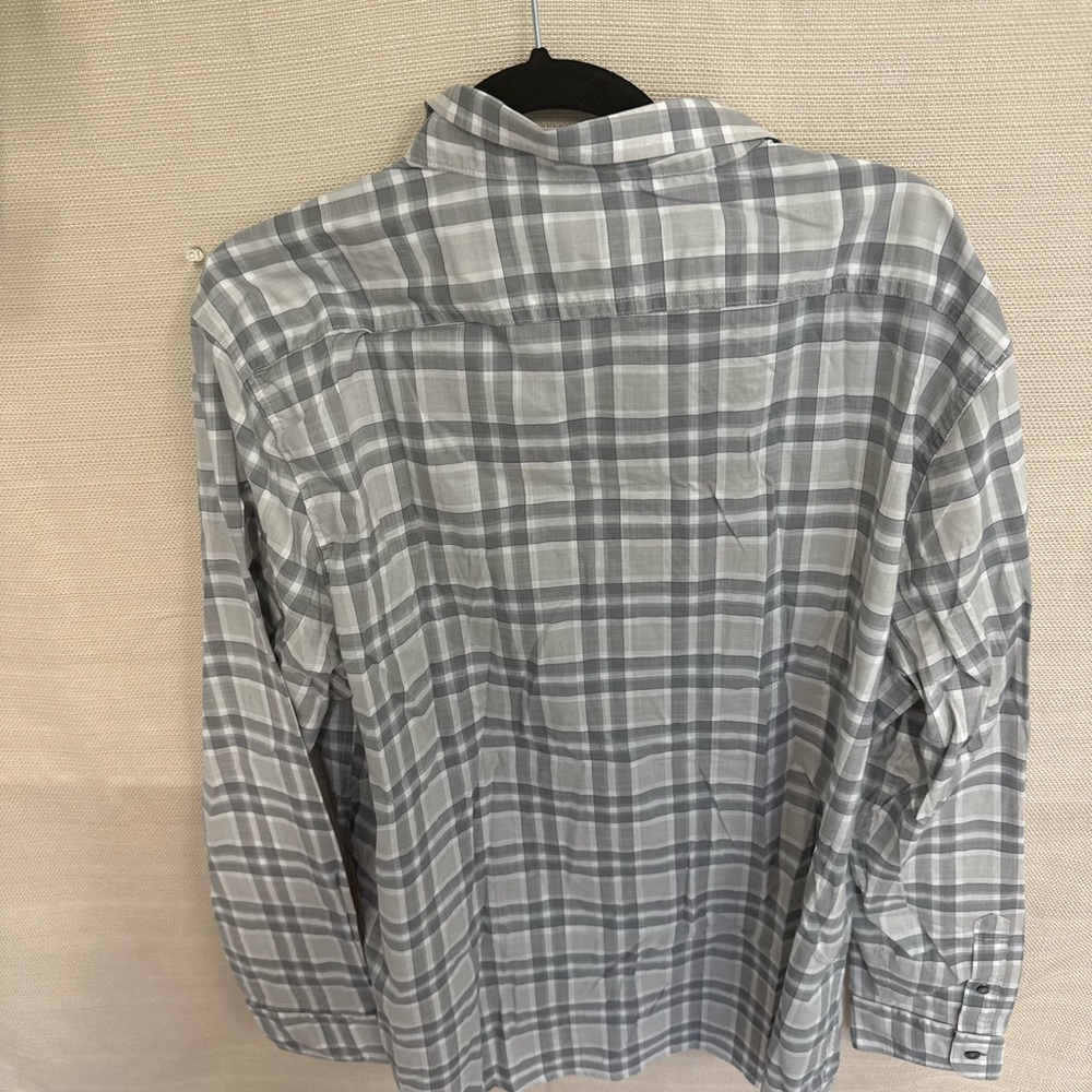 Plaid Blue and Gray Casual Button Down Shirt - Picture 3 of 3